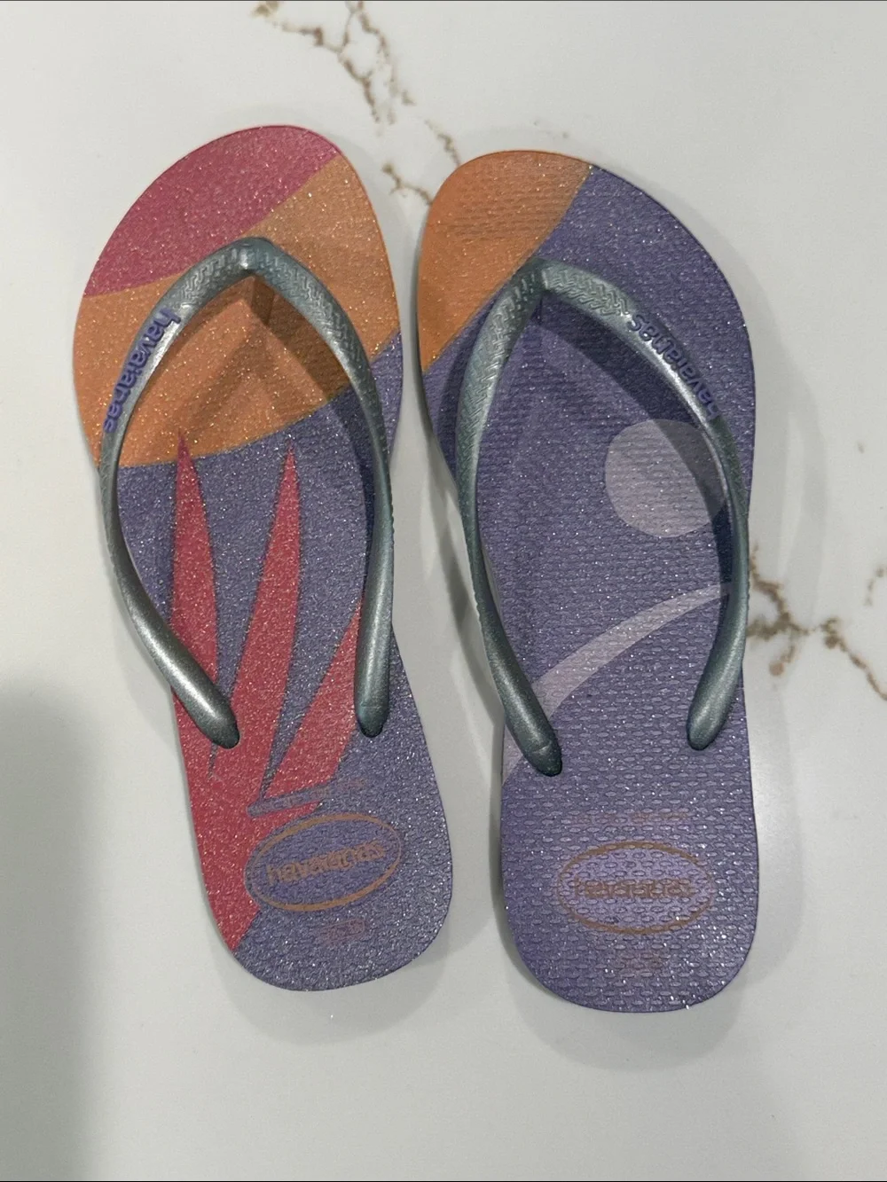 Havaianas Women's Purple with Orange & Pink Graphic Flip Flops